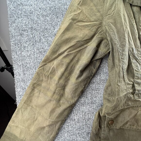 Barbour Flyweight Beadnell Parka Waxed Jacket Women Hooded Green Size 12 US - Picture 16 of 16